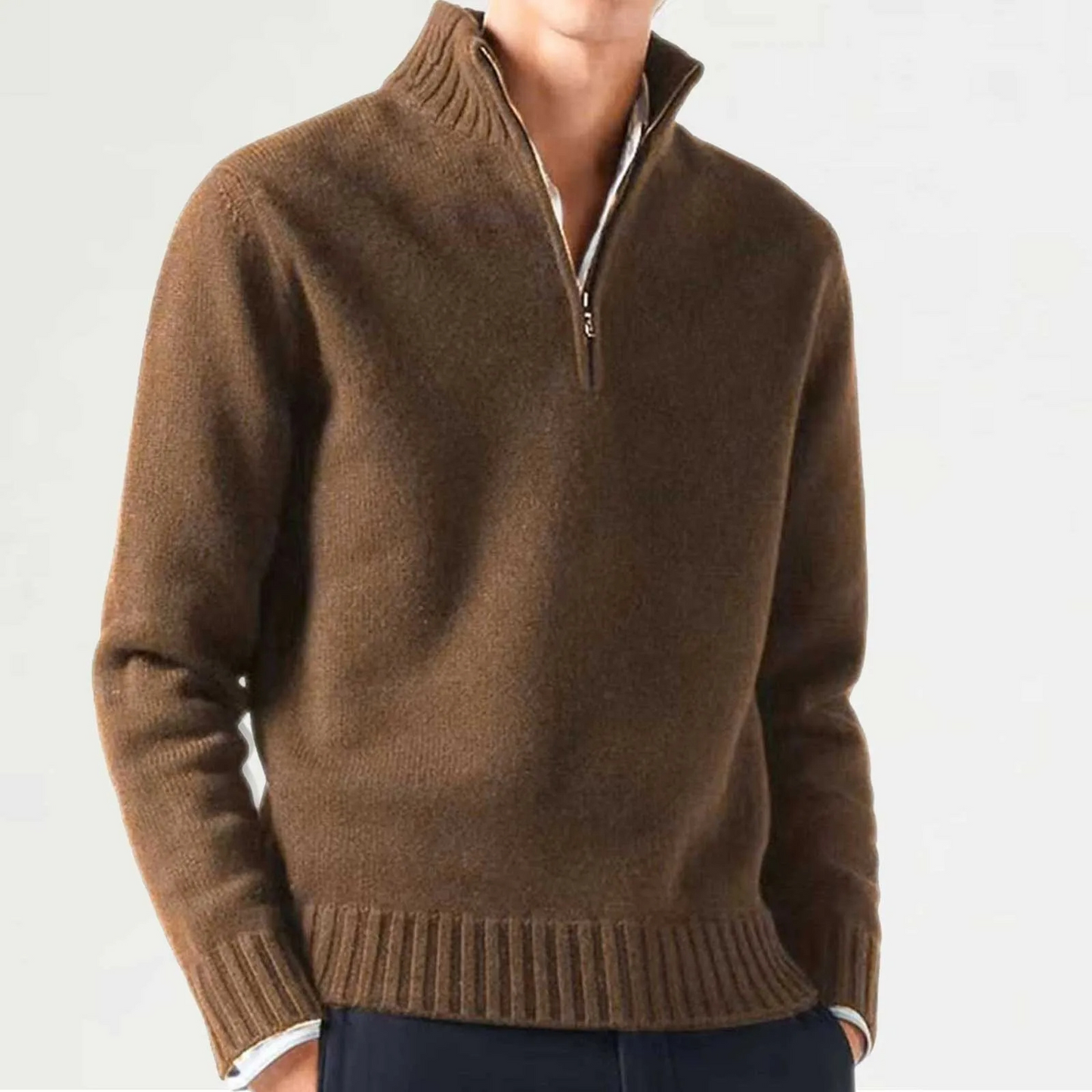 Carter & Mason Herren Half-Zip Wollpullover – Lässiger Strickpullover Jumper