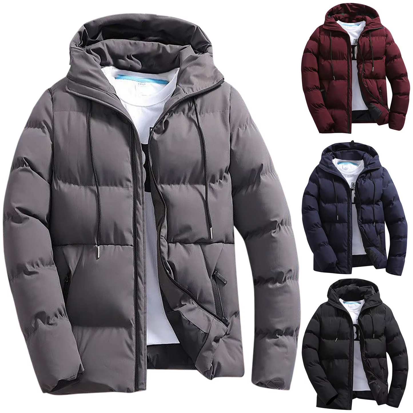 Belfron - Puffer Jacke Herren - Warme Kapuzenjacke für Winter, Leicht & Atmungsaktiv