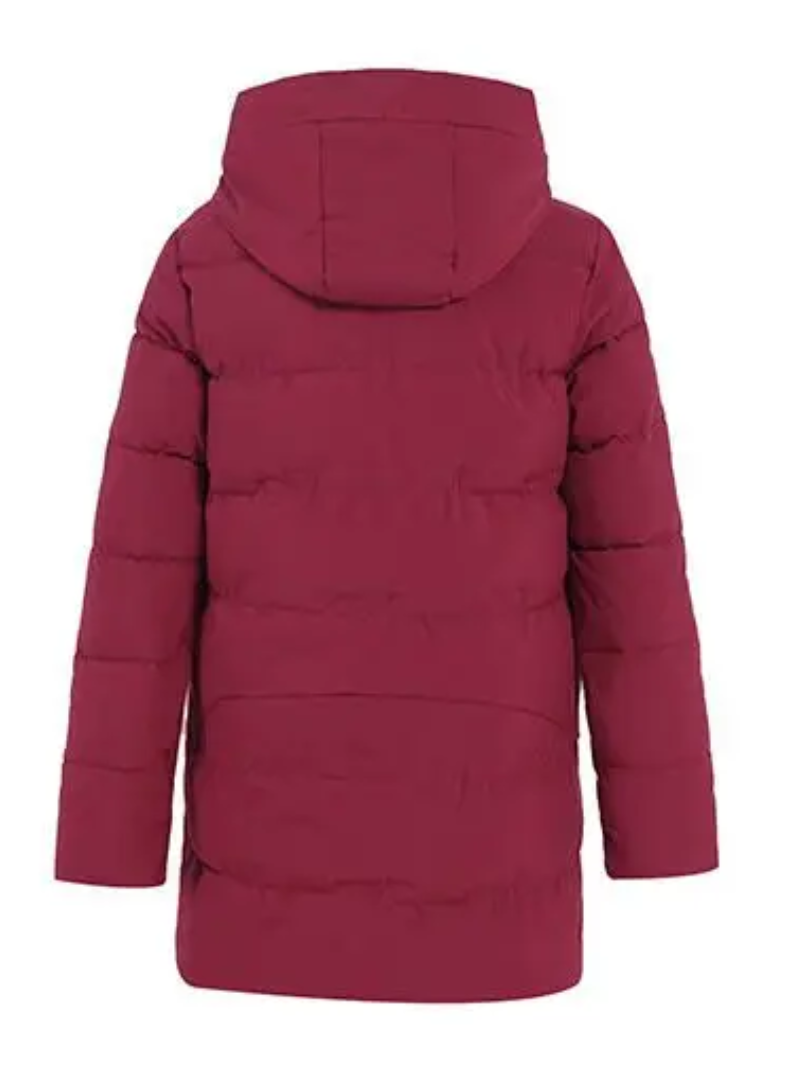 Quilore - Damen Gesteppte Jacke mit Kapuze und Taschen, Wintermantel Langschnitt