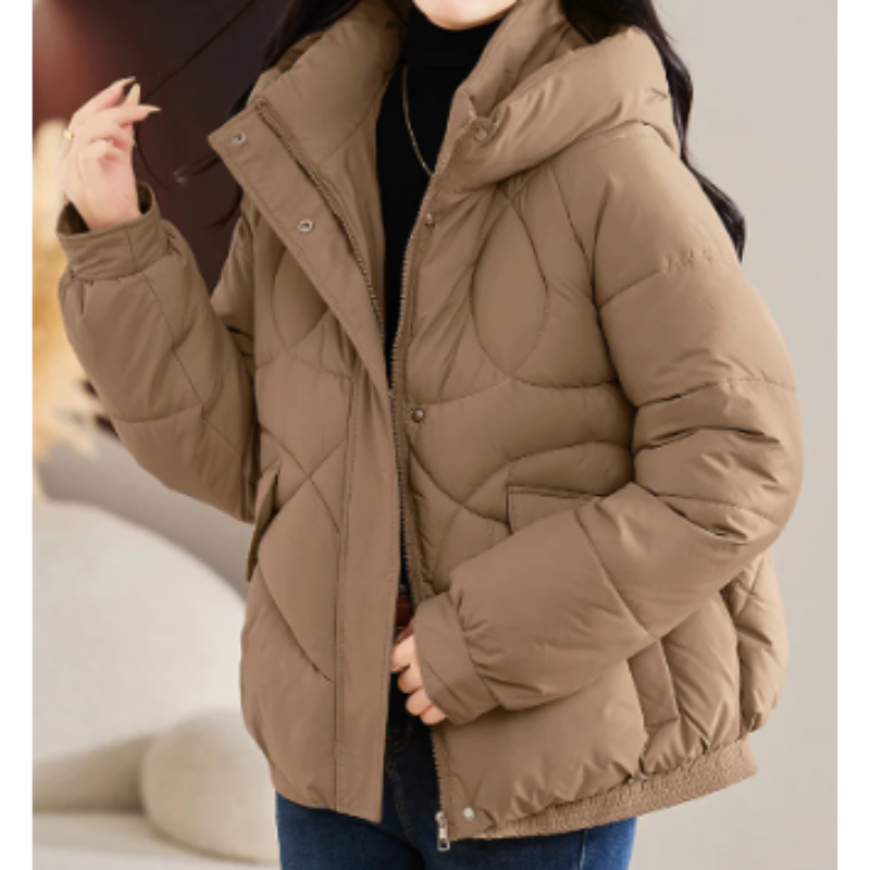 ChicZen - Damenmantel Jacke - Stepp Winterjacke mit Kapuze und Reißverschluss