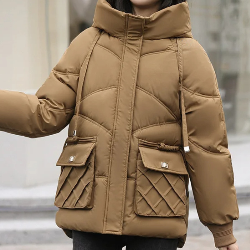 MonAmi - Parka Winterjacke Damen mit Kapuze und Steppmuster, warm gefüttert