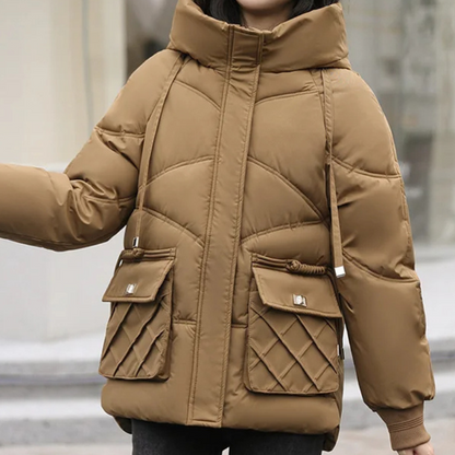 MonAmi - Parka Winterjacke Damen mit Kapuze und Steppmuster, warm gefüttert