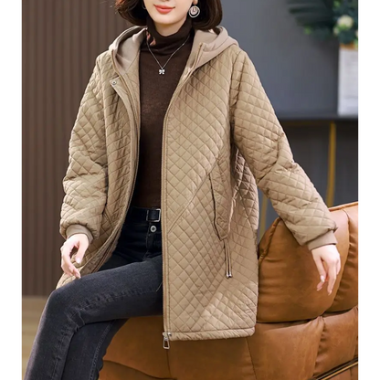 Steppna - Damen Gesteppte Jacke mit Kapuze und Fleece-Futter, Wintermantel