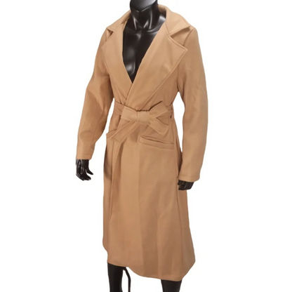 Chatevy - Mantel Jacke Damen – Stilvoller Wickelmantel mit Gürtel und Taschen