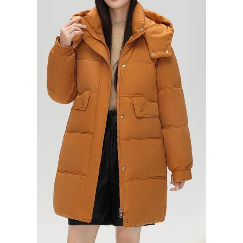 Chictep - Damen Gesteppte Jacke mit Kapuze, Druckknöpfen und Taschen, Wintermantel