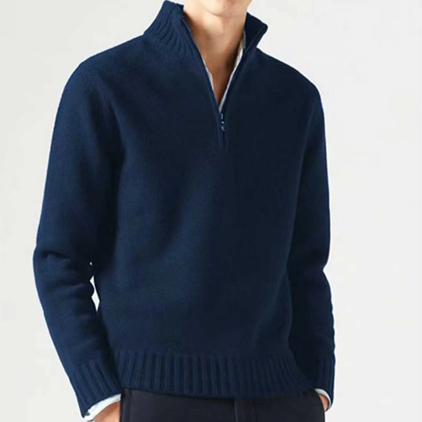 Carter & Mason Herren Half-Zip Wollpullover – Lässiger Strickpullover Jumper