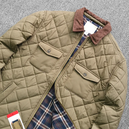 Apleron - Steppjacke Herren mit Reißverschluss – Übergangsjacke mit Cordkragen und Taschen