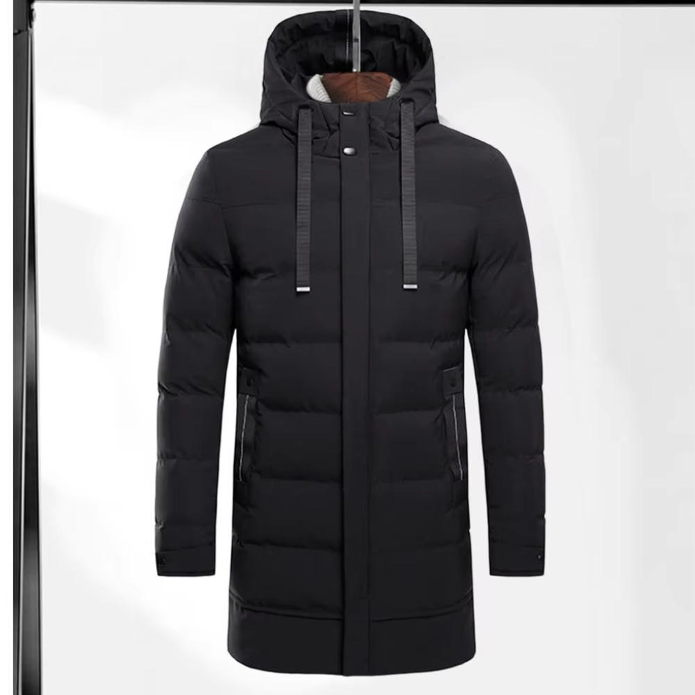 Valtron - Puffer Jacke Herren - Lange Winterjacke mit Kapuze und Windschutz