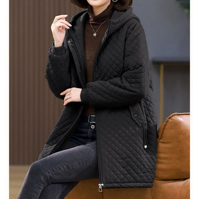 Steppna - Damen Gesteppte Jacke mit Kapuze und Fleece-Futter, Wintermantel