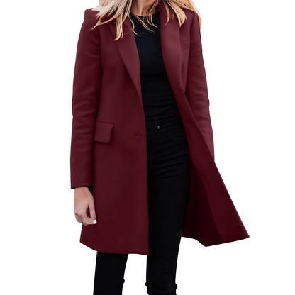 Winluxi - Mantel Jacke Damen – Moderner Langer Mantel mit Schlankem Schnitt und Taschen