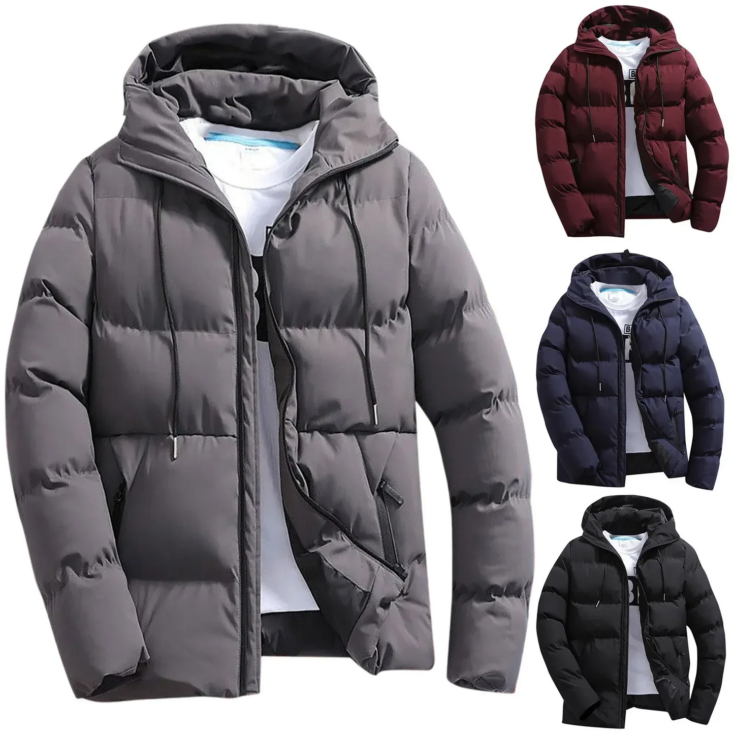 Praflox - Puffer Jacke Herren - Warme Winterjacke mit Kapuze und Steppdesign