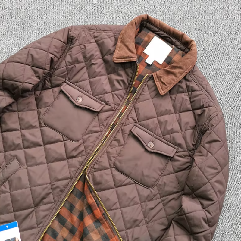 Apleron - Steppjacke Herren mit Reißverschluss – Übergangsjacke mit Cordkragen und Taschen