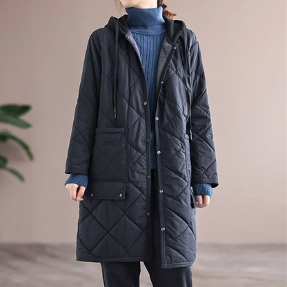 Wintera - Lange Gesteppte Jacke für Damen mit Kapuze und Taschen im Oversize-Look