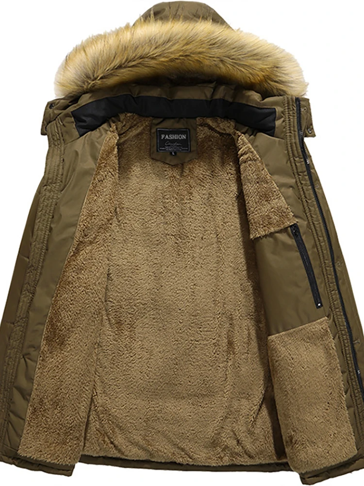 Windtek - Parka Winterjacke Herren mit Fellkapuze, warmem Futter und Reißverschlusstaschen