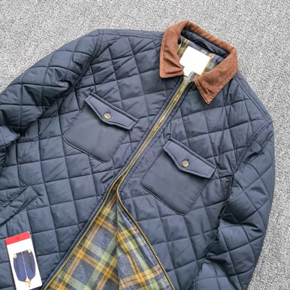 Apleron - Steppjacke Herren mit Reißverschluss – Übergangsjacke mit Cordkragen und Taschen