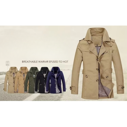 Charman - Langer Mantel Herren – Eleganter Trenchcoat mit Knopfleiste