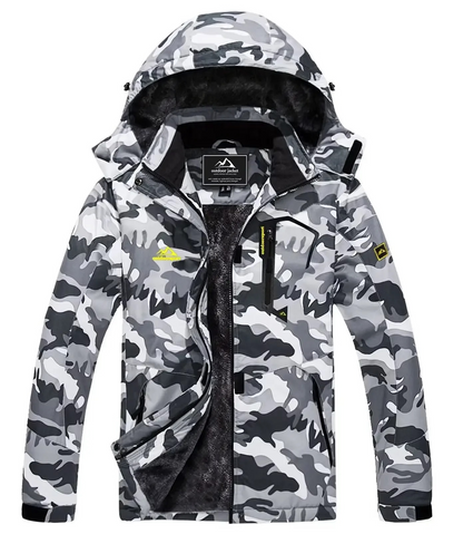 Arcticy - Wasserdichter Wintermantel Damen – Gefütterte Jacke mit Camouflage-Design