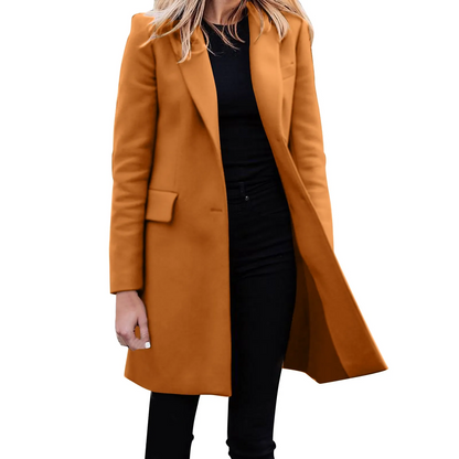 Winluxi - Mantel Jacke Damen – Moderner Langer Mantel mit Schlankem Schnitt und Taschen