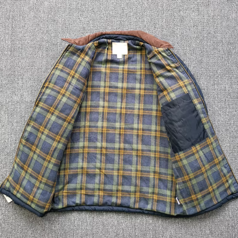 Apleron - Steppjacke Herren mit Reißverschluss – Übergangsjacke mit Cordkragen und Taschen