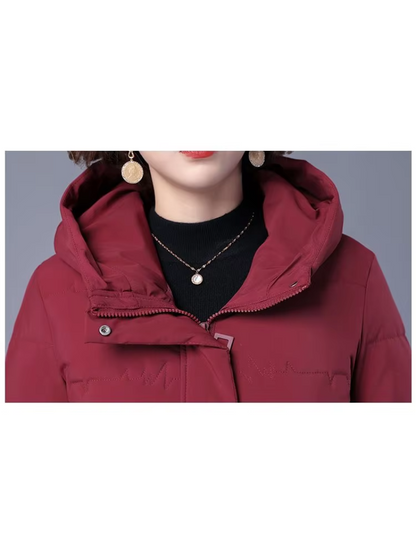 Quilore - Damen Gesteppte Jacke mit Kapuze und Taschen, Wintermantel Langschnitt