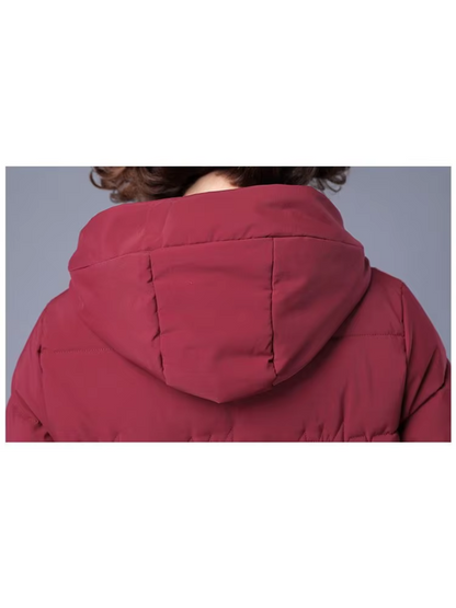 Quilore - Damen Gesteppte Jacke mit Kapuze und Taschen, Wintermantel Langschnitt