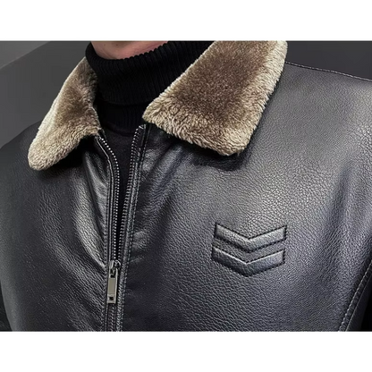 Nordlex - Lederjacke Herren - Elegante Winterjacke mit Fellkragen und Reißverschluss