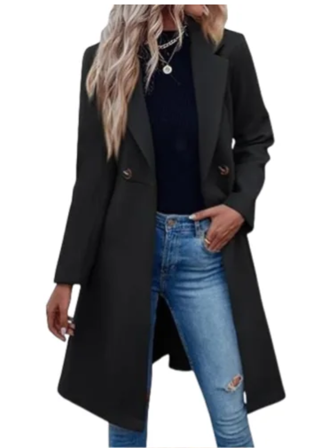 Stilmor - Eleganter Doppelreiher Mantel Jacke Damen – Stilvoller Herbstmantel