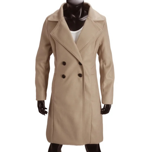 Chicdam - Klassischer Doppelreiher Mantel Jacke Damen – Eleganter Herbstmantel