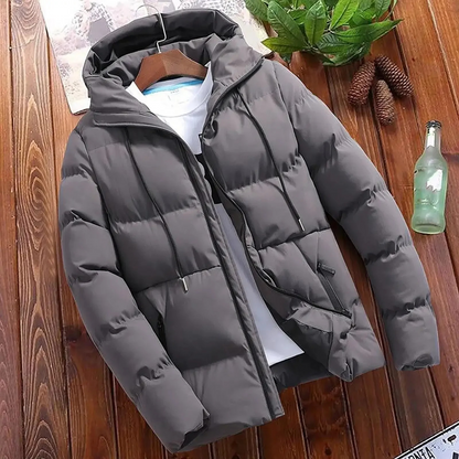 Snowven - Pufferjacke Herren – Winterjacke mit Kapuze und Reißverschluss