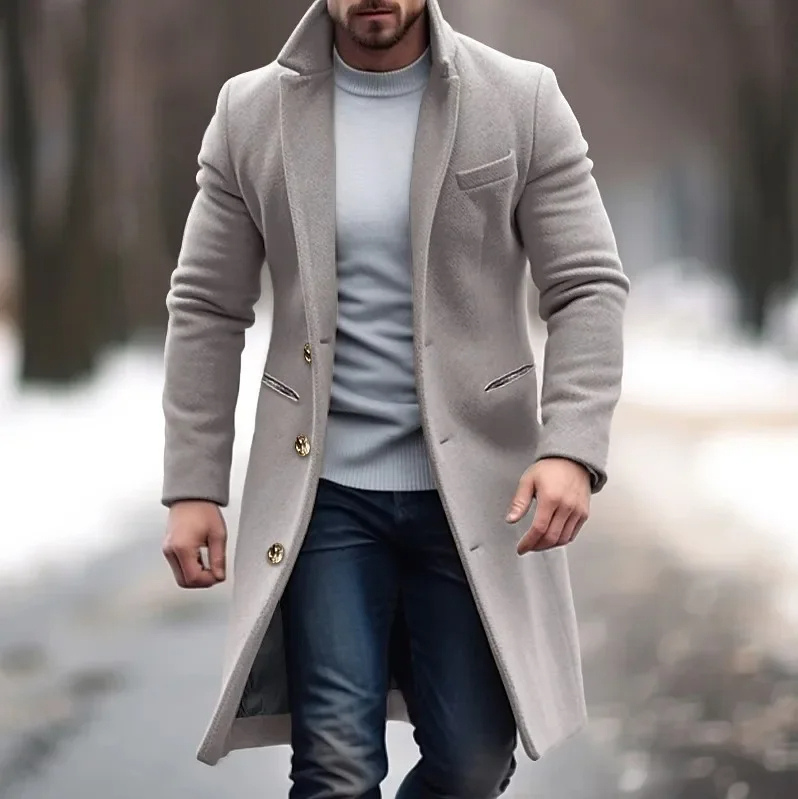 Brixman - Mantel Jacke Herren Lang – Eleganter Wintermantel, Klassischer Wollmantel