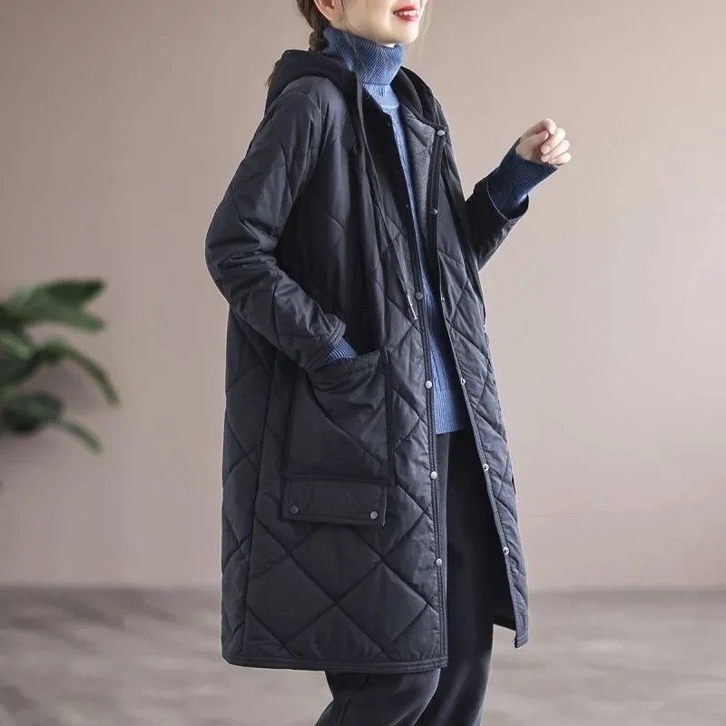 Wintera - Lange Gesteppte Jacke für Damen mit Kapuze und Taschen im Oversize-Look