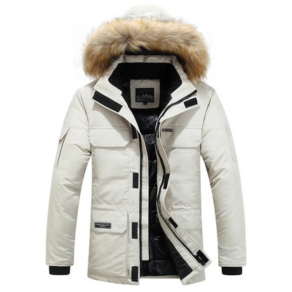 Polster - Parka Winterjacke Herren mit Kapuze, Fellkragen und wasserabweisendem Design