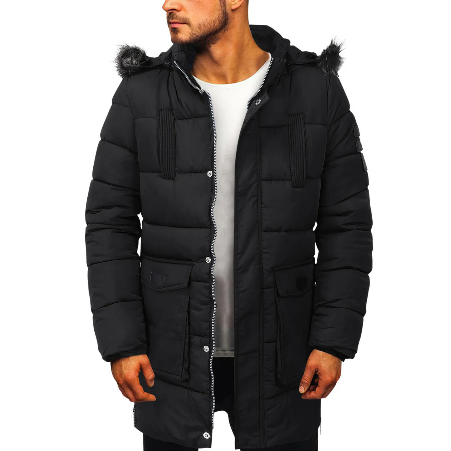 Bergtex - Parka Winterjacke Herren - Lang, Warm Gefüttert, Mit Kapuze