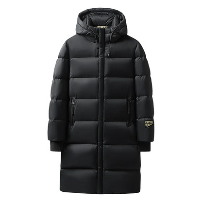 Alpenix - Lange Daunenjacke Herren mit Kapuze - Warme Winter Steppmantel