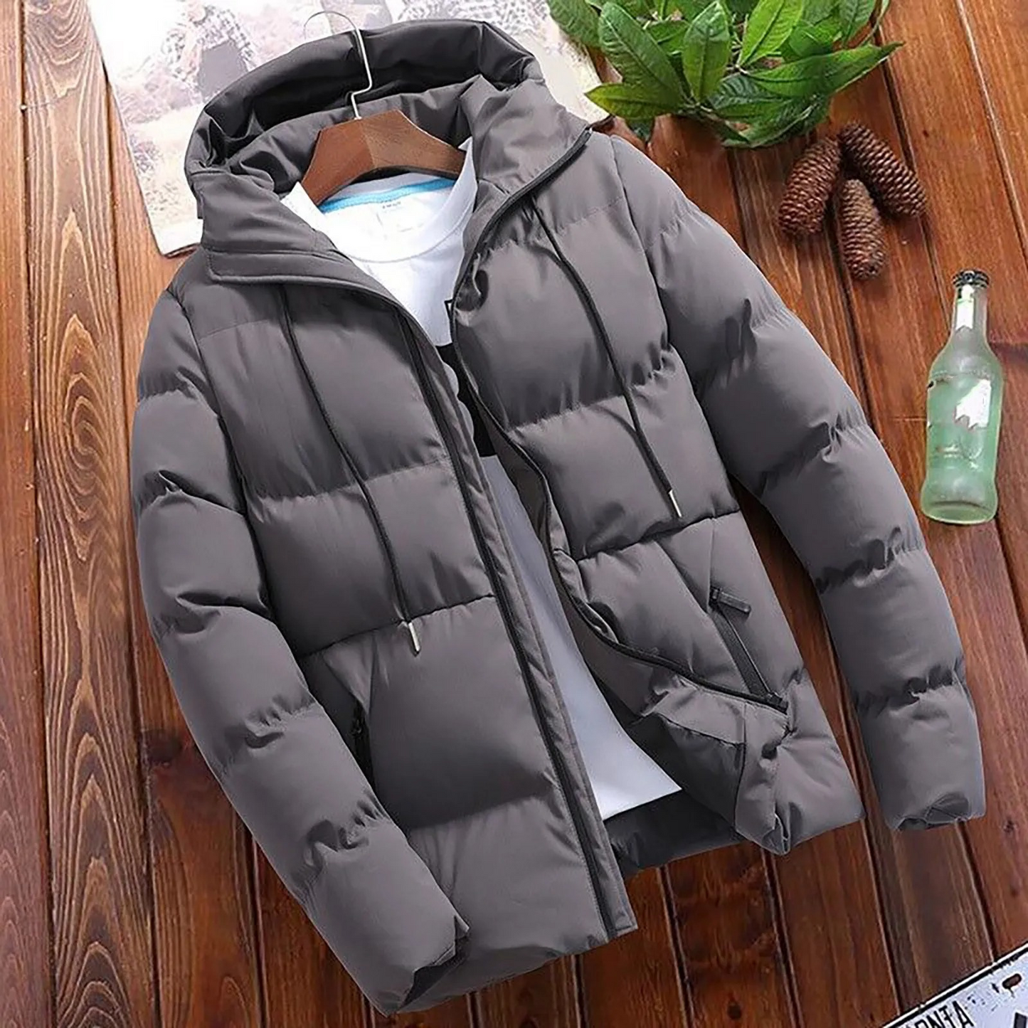 Wintero - Pufferjacke Herren – Warme Kapuzenjacke mit Reißverschluss und Taschen