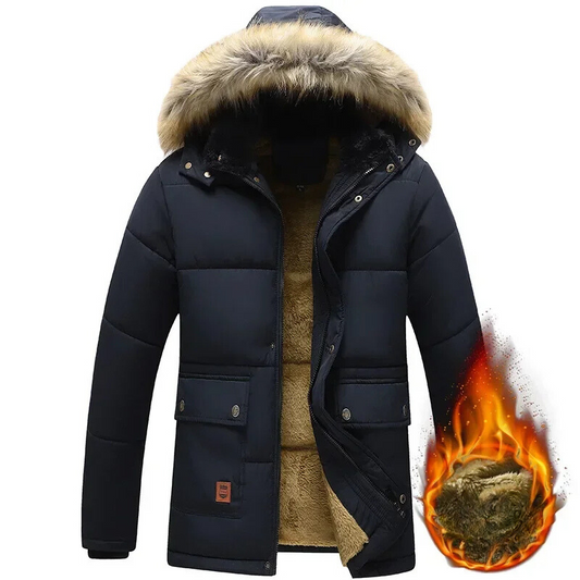 Nebelin - Parka Winterjacke Herren mit Kapuze, Fellfutter und praktischen Taschen