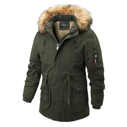 Polarn - Parka Winterjacke Herren mit Fellkapuze und wasserabweisendem Material