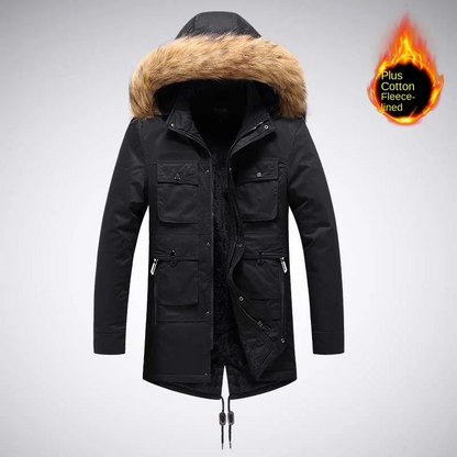 Waldark - Parka Winterjacke Herren mit Fellkapuze, Fleecefutter und mehreren Taschen