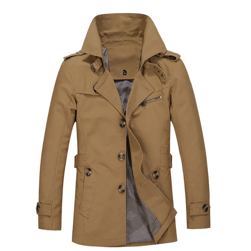 Charman - Langer Mantel Herren – Eleganter Trenchcoat mit Knopfleiste