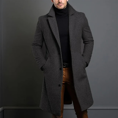 Urbanex - Mantel Jacke Herren Lang – Eleganter Wollmantel für Winter, Klassischer Schnitt