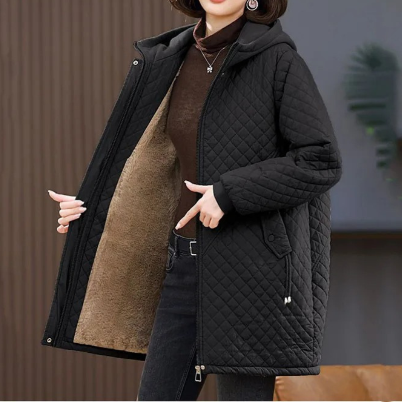 Steppna - Damen Gesteppte Jacke mit Kapuze und Fleece-Futter, Wintermantel