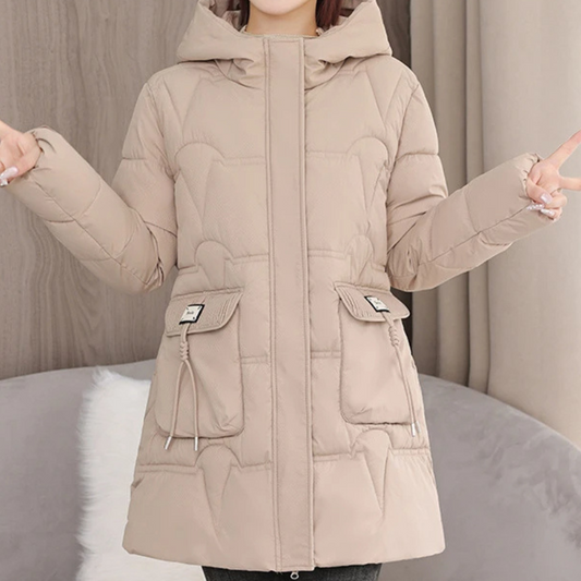 MonAmi - Parka Winterjacke Damen mit Kapuze, Steppung und großen Taschen, warm