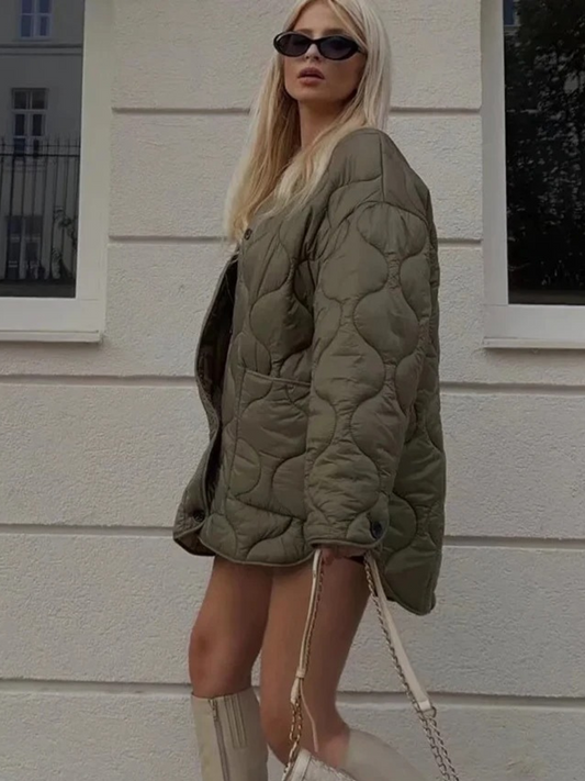 Modstep - Gesteppte Jacke für Damen mit Knopfleiste und aufgesetzten Taschen