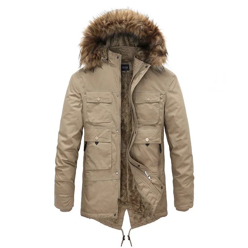 Traxmen - Parka Winterjacke Herren mit Fellkapuze, warmem Innenfutter und Fronttaschen