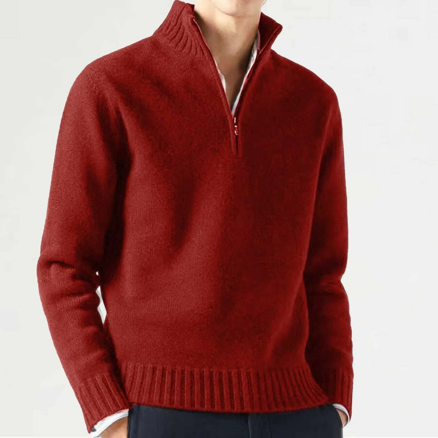 Carter & Mason Herren Half-Zip Wollpullover – Lässiger Strickpullover Jumper