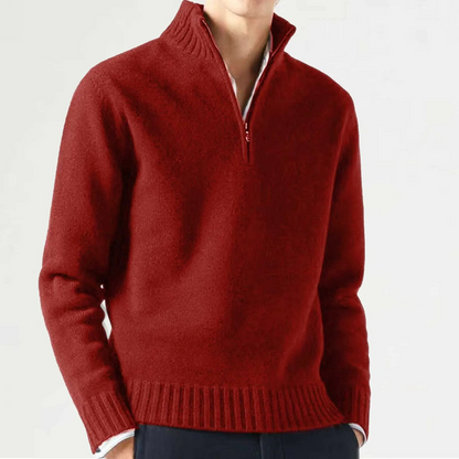 Carter & Mason Herren Half-Zip Wollpullover – Lässiger Strickpullover Jumper