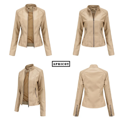 Rellena - Lederjacke Damen - Elegante Jacke mit Stehkragen und Reißverschlussdesign