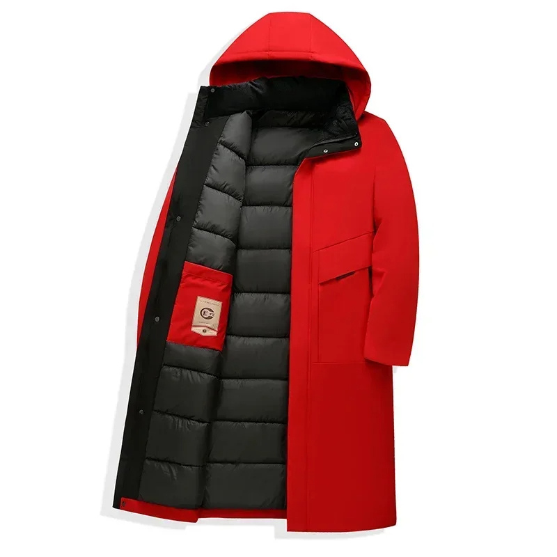 Warmore - Langer Wintermantel Herren - Wärmender Parka mit Kapuze und Taschen