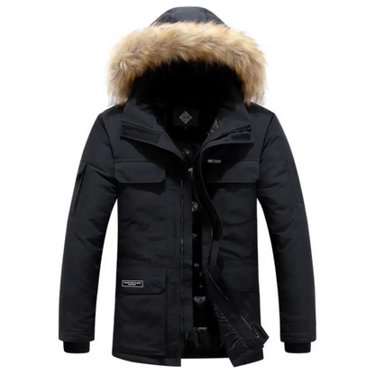 Polster - Parka Winterjacke Herren mit Kapuze, Fellkragen und wasserabweisendem Design