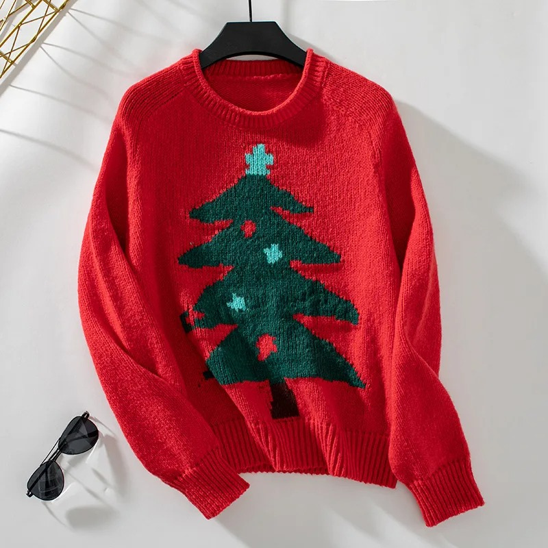 Noelux - Weihnachtspullover mit Tannenbaum-Motiv und weichem Strickmaterial